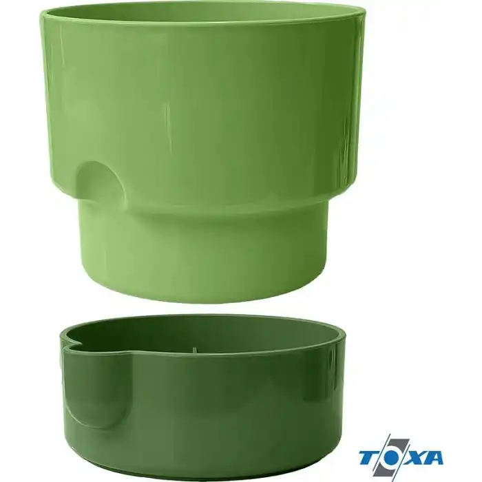 ToXA Dora Saksı Tabaklı Çiçek Kaktüs Saksısı Parlak Plastik Saksı (2 Adet, Yeşil, 1L, 13cm)