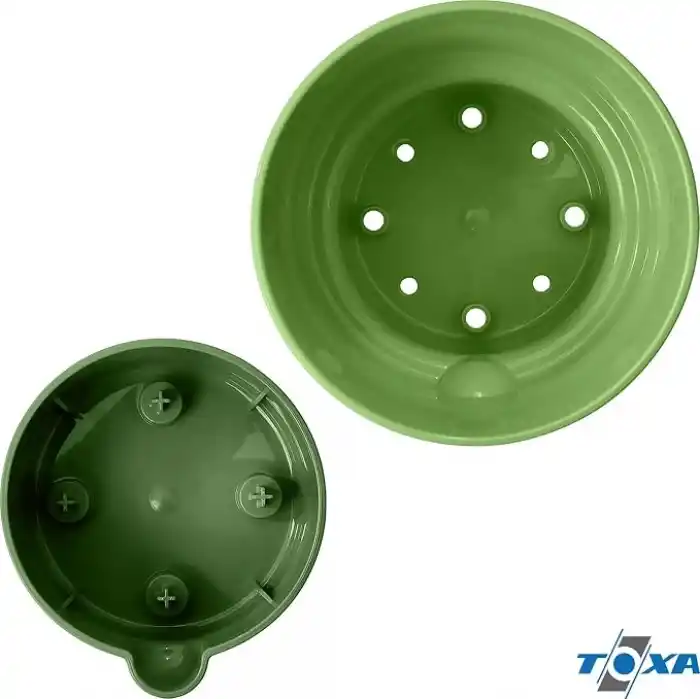 ToXA Dora Saksı Tabaklı Çiçek Kaktüs Saksısı Parlak Plastik Saksı (2 Adet, Yeşil, 1L, 13cm)