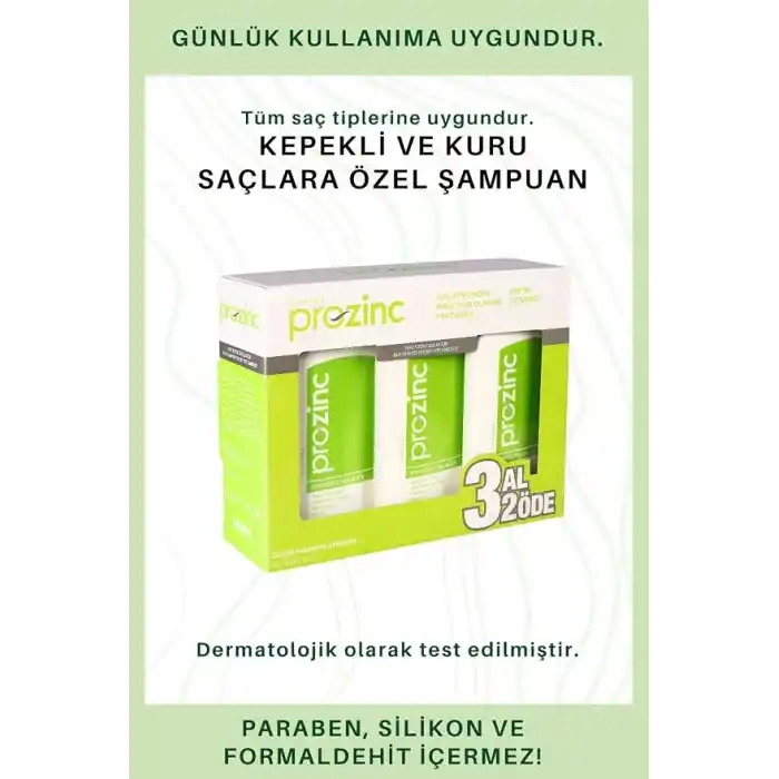 Prozinc Yeşil Set Vitamin E Şampuan 300 Ml 3 Al 2 Öde Şampuan Seti