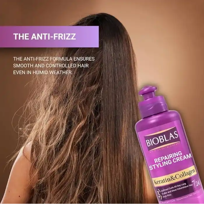 Bioblas Şekillendirici Saç Bakım Kremi – Keratin & Kolajen, belirgin bukleler için, görünür hacim ve yoğun bakım – 250 ml