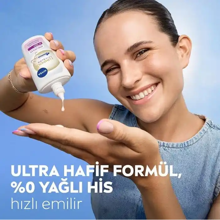 NIVEA SPF50 Luminous630 Skin Glow Aydınlatıcı Yüz Güneş Kremi 40ml, Nemlendirici, Eşit Cilt Tonu, Niasinamid, Thiamidol