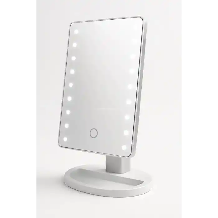 Busstier Led Işıklı Makyaj Aynası Dokunmatik 3 Işık Modlu Ayarlanabilir Oynar Başlıklı Masa Üstü Ayna Beyaz Işık Gün Işığı Sıcak Işık