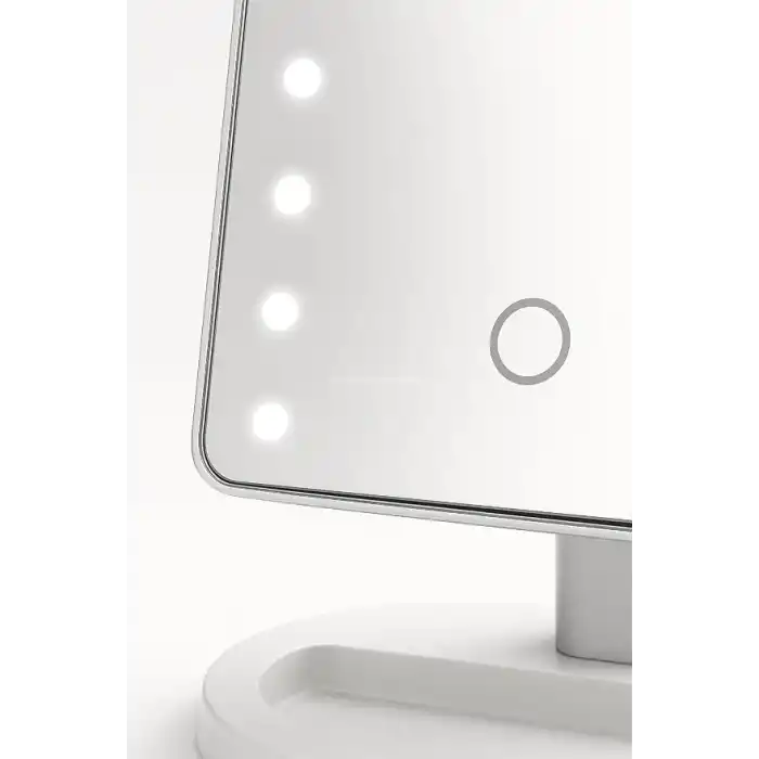Busstier Led Işıklı Makyaj Aynası Dokunmatik 3 Işık Modlu Ayarlanabilir Oynar Başlıklı Masa Üstü Ayna Beyaz Işık Gün Işığı Sıcak Işık