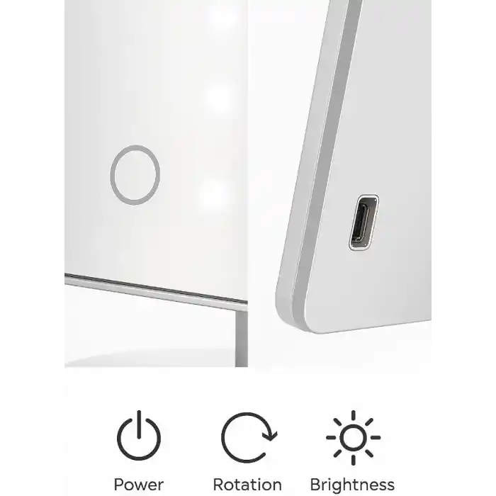 Busstier Led Işıklı Makyaj Aynası Dokunmatik 3 Işık Modlu Ayarlanabilir Oynar Başlıklı Masa Üstü Ayna Beyaz Işık Gün Işığı Sıcak Işık