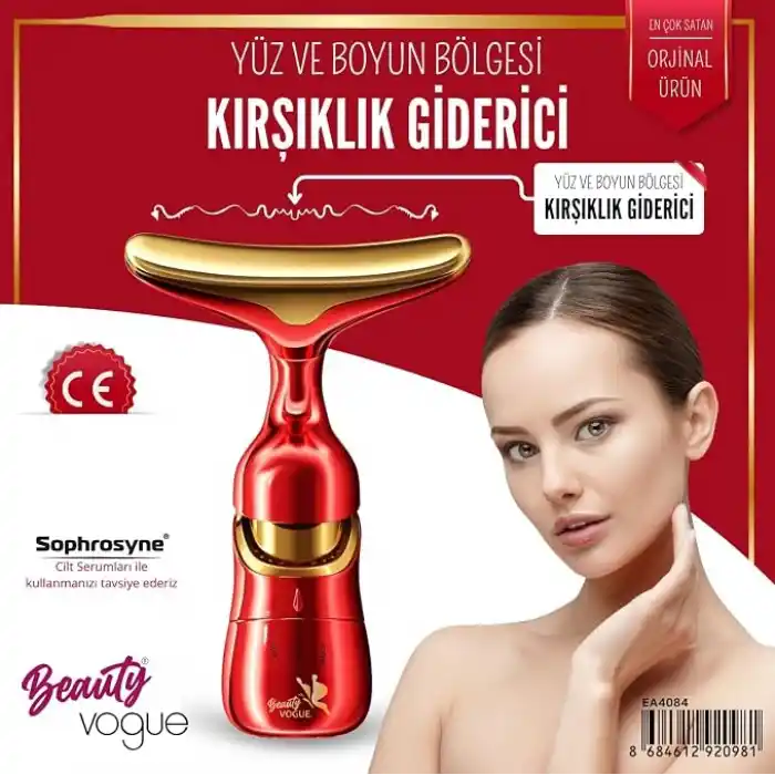 Titreşimli Yüz ve Boyun Kırışıklık Giderici Masaj Aleti - 3 Farklı Başlık, Titreşimli Cilt Sıkılaştırıcı, Boyun ve Gıdı Zayıflatıcı Etki, Kablosuz Cilt Güzelleştirme Cihazı