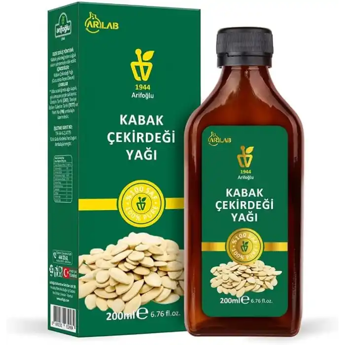 Arifoğlu Arlab Kabak Çekirdeği Yağı 200ml%100 Saf, doğal ve saf içeriğiyle içilebilir. Arlab 100% Pure Pumpkin Seed Oil 200ml