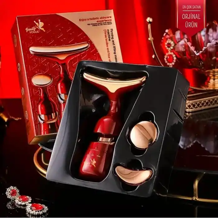 Titreşimli Yüz ve Boyun Kırışıklık Giderici Masaj Aleti - 3 Farklı Başlık, Titreşimli Cilt Sıkılaştırıcı, Boyun ve Gıdı Zayıflatıcı Etki, Kablosuz Cilt Güzelleştirme Cihazı