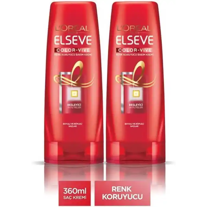 LOréal Elseve Color Vive Saç Kremi, 360 ml x 2, Renk Koruyucu Bakım