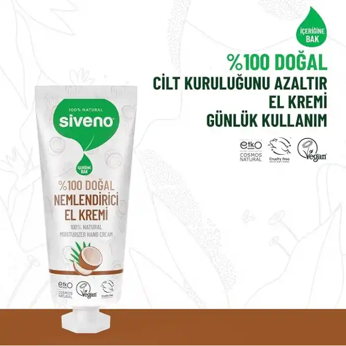 Siveno%100 Doğal El ve Vücut Kremi Hindistan Cevizi Avokado Yoğun Nemlendirici Onarıcı Vegan 30 ml