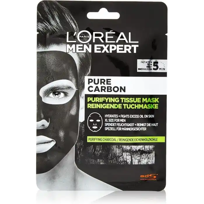 LOréal Paris Men Expert Pure Charcoal Arındırıcı Kağıt Yüz Maskesi, 1 Adet, 30 g