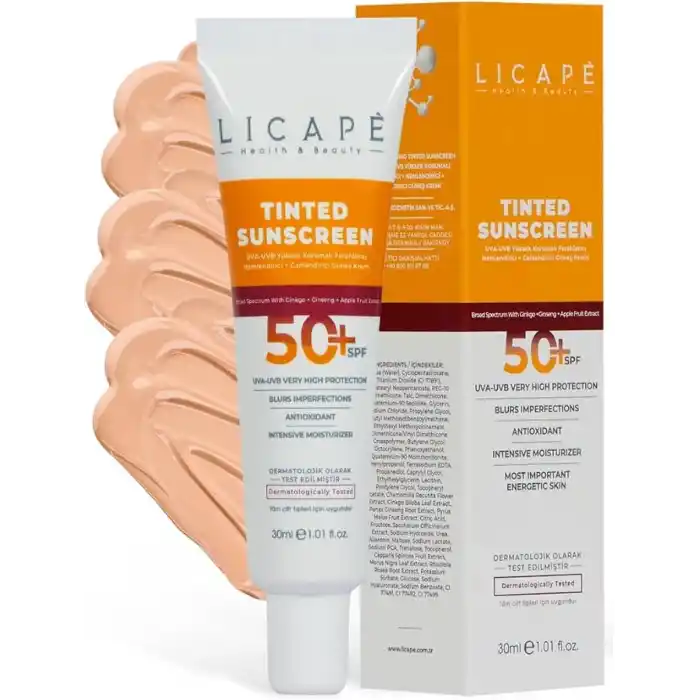 Licape Yüksek Koruma Tinted Güneş Kremi SPF 50 – Kapatıcı Etkili, Cilt Tonu Eşitleyici, Nemlendirici ve Suya Dayanıklı Güneş Koruyucu – 40 ml