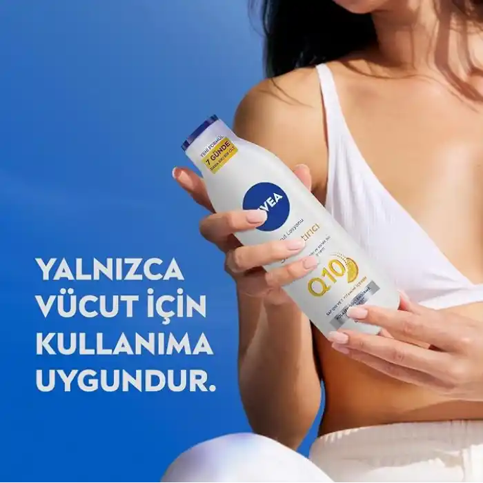 NIVEA Q10 Sıkılaştırıcı Vücut Losyonu 250 ml,72 Saat Nemlendirici,7 Günde Sıkılaşma,Esnek Cilt,C Vitamini,Kolajen,Normal Ciltler İçin (2 paketi)