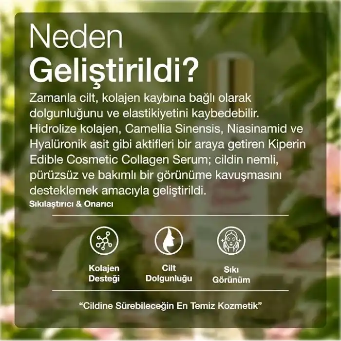 Kiperin Kolajen Yüz Serumu 30 ml – Hidrolize Kolajen Serum, Hyaluronik Asit Kolajen Serum, Niacinamide ve Yeşil Çay Ekstraktı İçeren Sıkılaştırıcı & Onarıcı Bakım Serumu, Yüz ve Boyun İçin