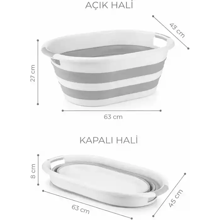 Coverest 38 Litre Katlanabilir Silikon Çamaşır Sepeti Akordiyon Katlanır Sele Yer Kaplamayan Taşınabilir Ergonomik Kulplu Dayanıklı ve Hafif Depolama Sepeti Banyo ve Ev Kullanımı Kirli Sepeti