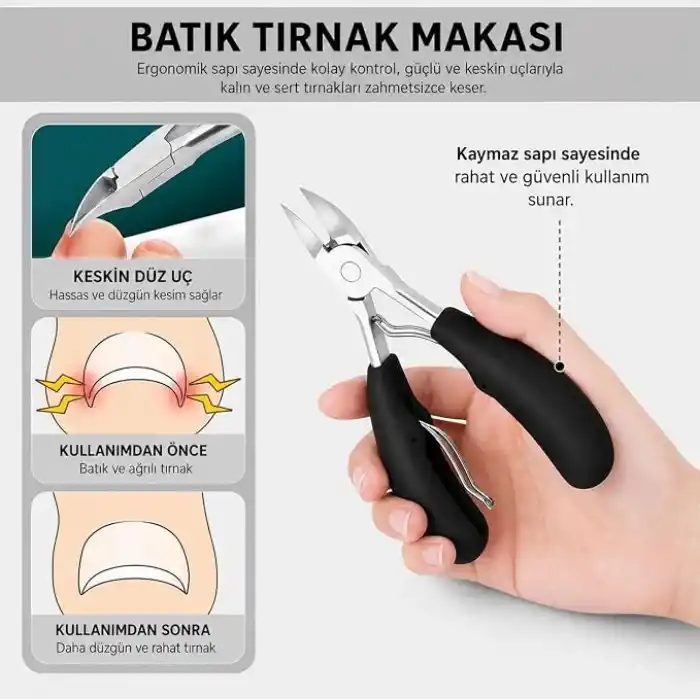 Valkyrie 6 Parça Batık Tırnak Makası Seti Profesyonel Pedikür Manikür Bakım Seti B5pp