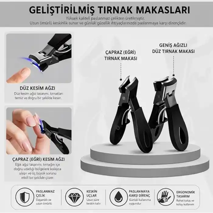 Valkyrie 6 Parça Batık Tırnak Makası Seti Profesyonel Pedikür Manikür Bakım Seti B5pp