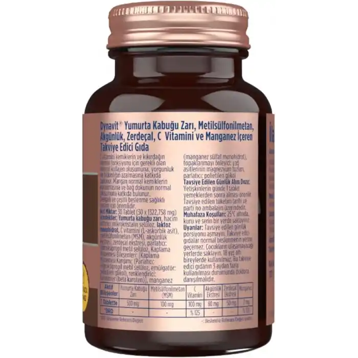 Dynavit Eggshell Membrane 30 Tablet-Yumurta Kabuğu Zarı,MSM,Vitamin C,Akgünlük ve Zerdeçal Ekstresi,Manganez