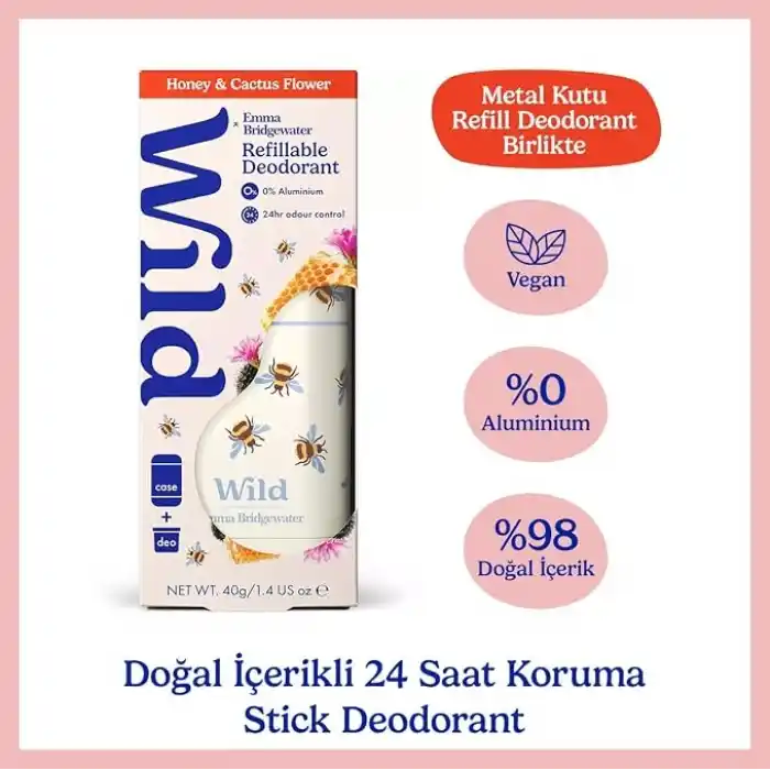 Wild%98 Sekiz Natural Stick Deodorant Kutu ve Refill Paketi Honey Bee ve Honey & Cactus Flower 40 g