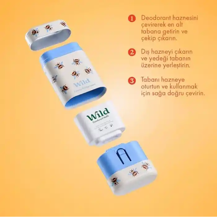 Wild%98 Sekiz Natural Stick Deodorant Kutu ve Refill Paketi Honey Bee ve Honey & Cactus Flower 40 g