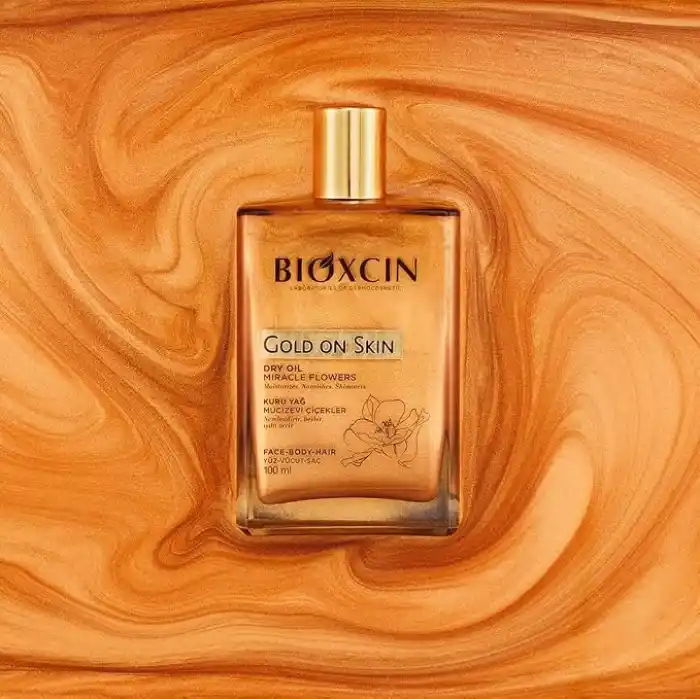 Bioxcin Gold On Skin Kuru Yağ – Yasemin, Manolya, Hanımeli, Kalendula ve Hindistan Cevizi Yağları İçeren Işıltı Veren Nemlendirici – 100 ml – Tüm Cilt Tipleri İçin