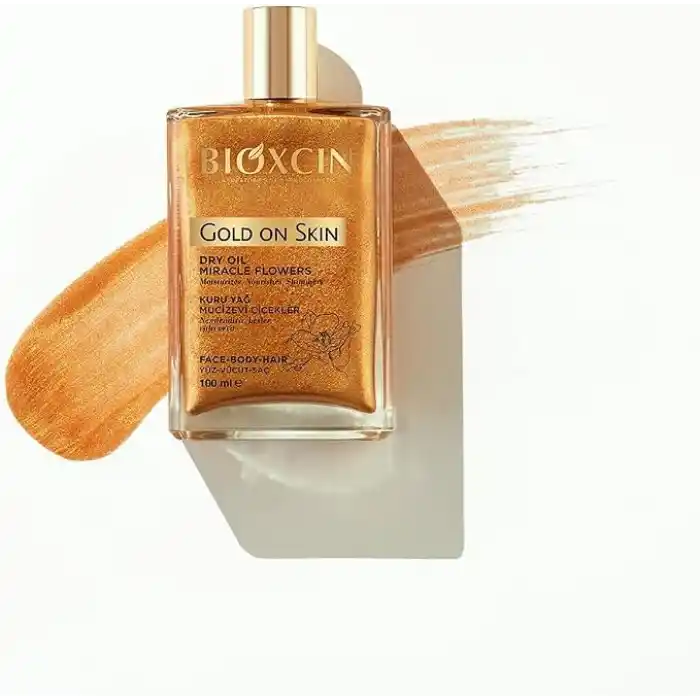 Bioxcin Gold On Skin Kuru Yağ – Yasemin, Manolya, Hanımeli, Kalendula ve Hindistan Cevizi Yağları İçeren Işıltı Veren Nemlendirici – 100 ml – Tüm Cilt Tipleri İçin
