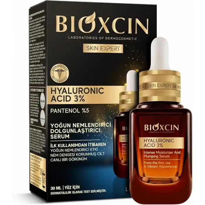 Bioxcin Hyaluronic Acid Serum 3% – Yoğun Nemlendirici ve Dolgunlaştırıcı Yüz Serumu – Pantenol (B5), Lipozom Teknolojili – 30 ml