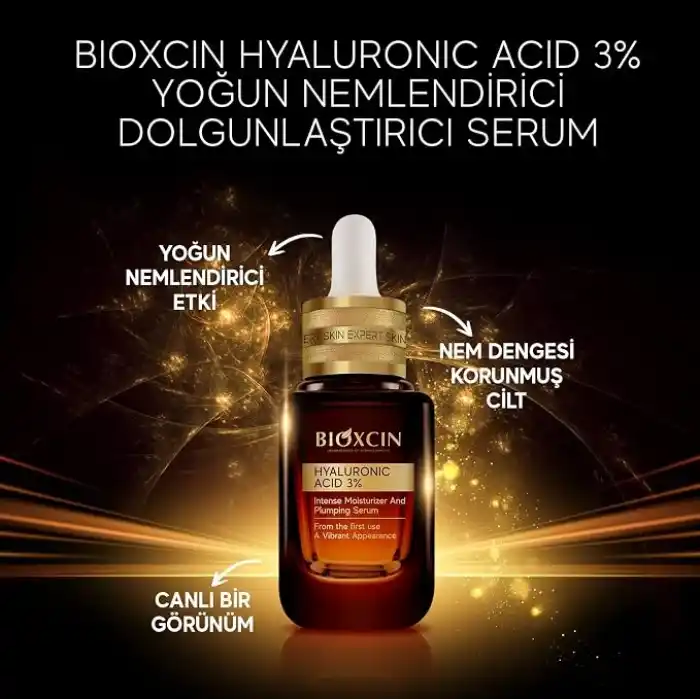Bioxcin Hyaluronic Acid Serum 3% – Yoğun Nemlendirici ve Dolgunlaştırıcı Yüz Serumu – Pantenol (B5), Lipozom Teknolojili – 30 ml
