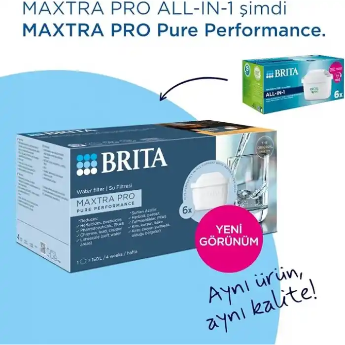 BRITA MAXTRA PRO Pure Performance Yedek Su Arıtma Filtresi, 6’lı