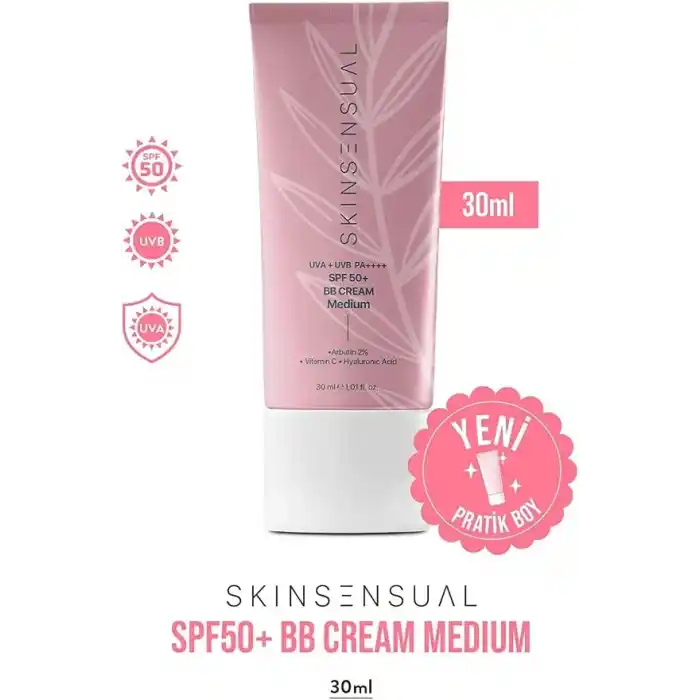 Skin Sensual SPF50+ PA++++ Kapatıcı BB Krem Medium 30 ml | Leke Karşıtı, Aydınlık Cilt Görünümü | UVA+UVB Koruma