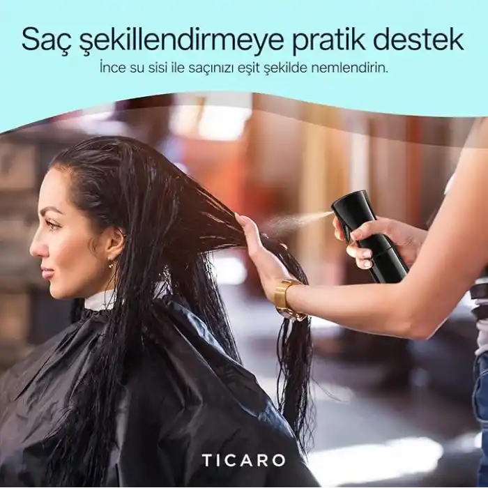 300 ml Sürekli Püskürtmeli Sprey Şişesi, Yeniden Doldurulabilir Boş Su Şişesi, Siyah