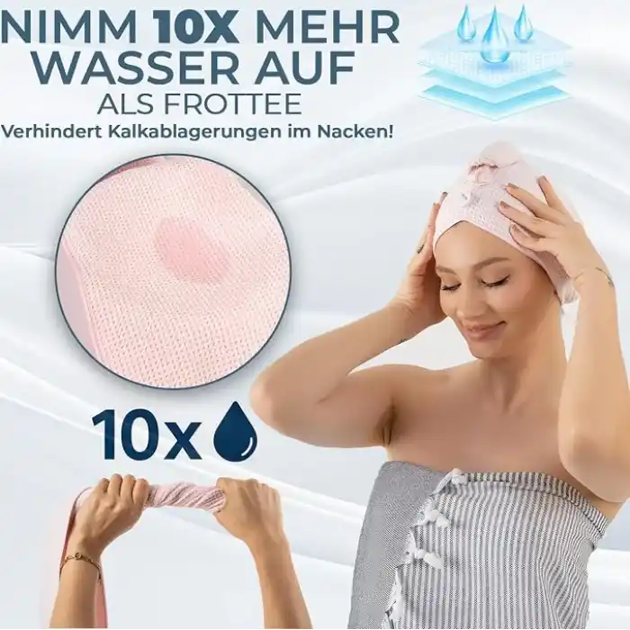 Silva Ultrafiber Saç Bonesi 24 x 67 cm - Hızlı Kurutan Saç Havlusu Türban, Elastik Halka ve Düğmeli, Elektriklenmeyi Azaltır, Uzun Saçlar İçin, Antibakteriyel, Pembe