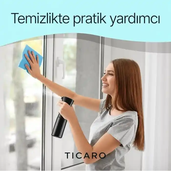 300 ml Sürekli Püskürtmeli Sprey Şişesi, Yeniden Doldurulabilir Boş Su Şişesi, Siyah