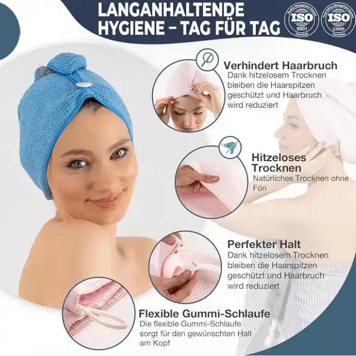 Silva Ultrafiber Saç Bonesi 24 x 67 cm - Hızlı Kurutan Saç Havlusu Türban, Elastik Halka ve Düğmeli, Elektriklenmeyi Azaltır, Uzun Saçlar İçin, Antibakteriyel, Pembe