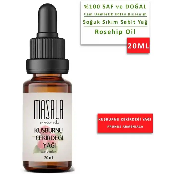 Masala Saf Kuşburnu Çekirdeği Yağı 20 ml. (Rosehip Oil) Soğuk Pres