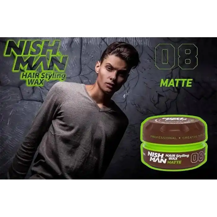 Nishman Saç Şekillendirici Wax 08 Matte, 150 ML | Tüm Saç Tipleri | Ekstra Güçlü, Doğal ve Matt Görünüm