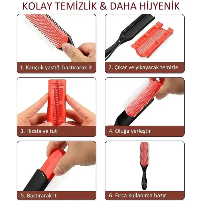 LAND OF MYTH - LOM1211 Styling Brush 9 Sıra Şekillendirme Fırçası Curly Girl Kıvırcık Kız Metodu Fırçası (Siyah)