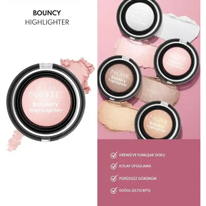 Note Bouncy Highlighter Yumuşak Kremsi Aydınlatıcı - 02 Petal Pink