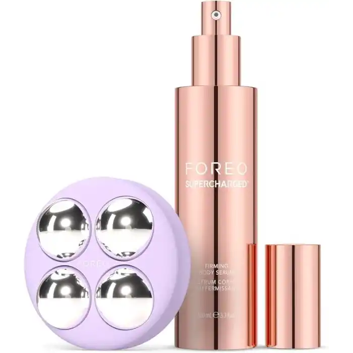FOREO BEAR 2 body Gelişmiş Mikro Akımlı Vücut Masaj Aleti + İletken SUPERCHARGED Sıkılaştırıcı Vücut Serumu - Selülit Masajı ve Lenfatik Drenaj - Sıkı, Kontur ve Pürüzsüz - Vücut Masajı
