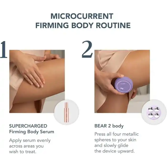 FOREO BEAR 2 body Gelişmiş Mikro Akımlı Vücut Masaj Aleti + İletken SUPERCHARGED Sıkılaştırıcı Vücut Serumu - Selülit Masajı ve Lenfatik Drenaj - Sıkı, Kontur ve Pürüzsüz - Vücut Masajı