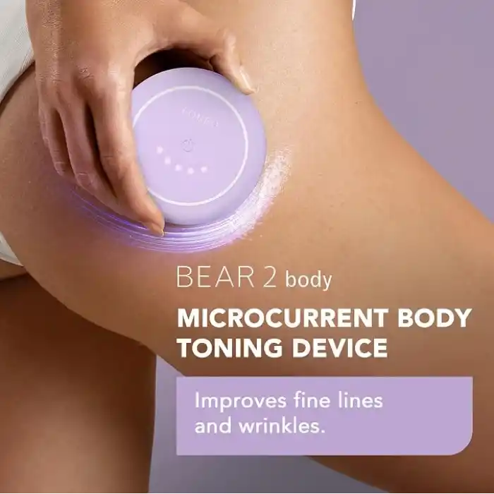 FOREO BEAR 2 body Gelişmiş Mikro Akımlı Vücut Masaj Aleti + İletken SUPERCHARGED Sıkılaştırıcı Vücut Serumu - Selülit Masajı ve Lenfatik Drenaj - Sıkı, Kontur ve Pürüzsüz - Vücut Masajı