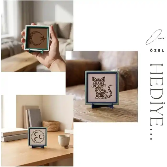 Tevekkül Simgesi ve Mealli Bismillah İkili Dekoratif Set 10x10 cm