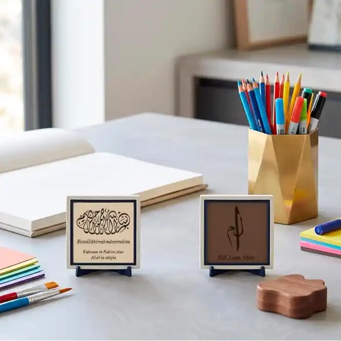 Huruf-u Mukatta ve Mealli Bismillah İkili Set 10x10 cm