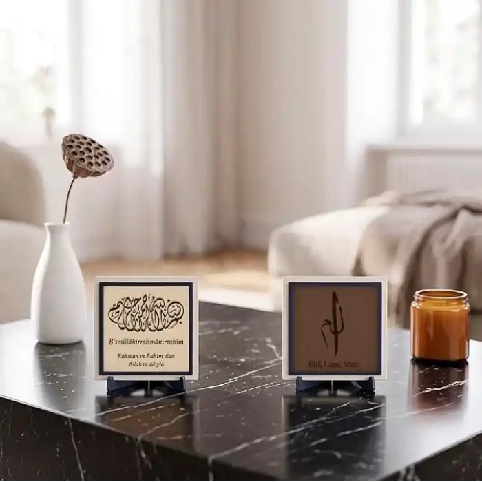 Huruf-u Mukatta ve Mealli Bismillah İkili Set 10x10 cm