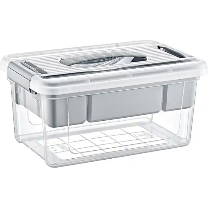 Orret Home Bölmeli ve Katlı Plastik Organizer Makyaj Düzenleyici – Kilitli Takım Sandığı Organizer Kutu, Taşıma Kulplu Çok Amaçlı Düzenleyici, Katlı Saklama Kutusu (ASORTİ RENK) (9 Litre)
