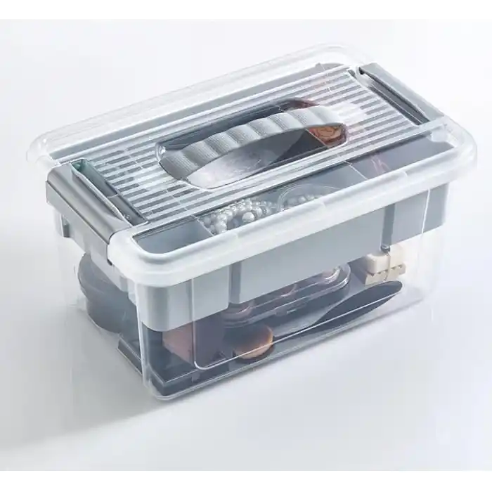 Orret Home Bölmeli ve Katlı Plastik Organizer Makyaj Düzenleyici – Kilitli Takım Sandığı Organizer Kutu, Taşıma Kulplu Çok Amaçlı Düzenleyici, Katlı Saklama Kutusu (ASORTİ RENK) (9 Litre)