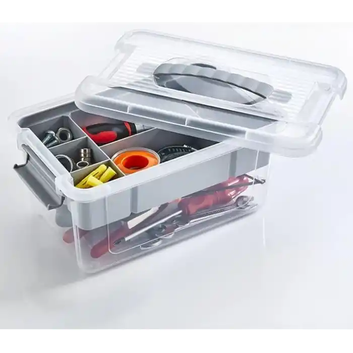 Orret Home Bölmeli ve Katlı Plastik Organizer Makyaj Düzenleyici – Kilitli Takım Sandığı Organizer Kutu, Taşıma Kulplu Çok Amaçlı Düzenleyici, Katlı Saklama Kutusu (ASORTİ RENK) (9 Litre)