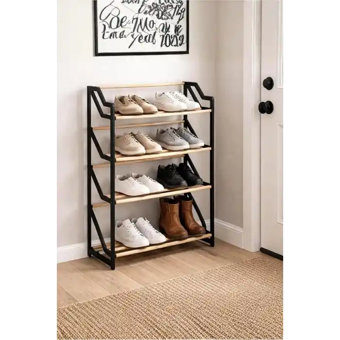 Coverest Ahşap Ayakkabı Rafı, 4 Katlı, 50x20x68 cm, Ayakkabılık