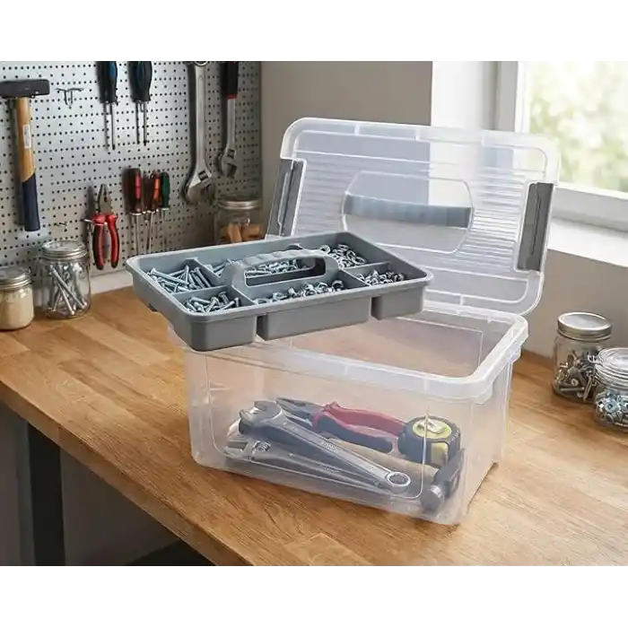 Orret Home Bölmeli ve Katlı Plastik Organizer Makyaj Düzenleyici – Kilitli Takım Sandığı Organizer Kutu, Taşıma Kulplu Çok Amaçlı Düzenleyici, Katlı Saklama Kutusu (ASORTİ RENK) (9 Litre)