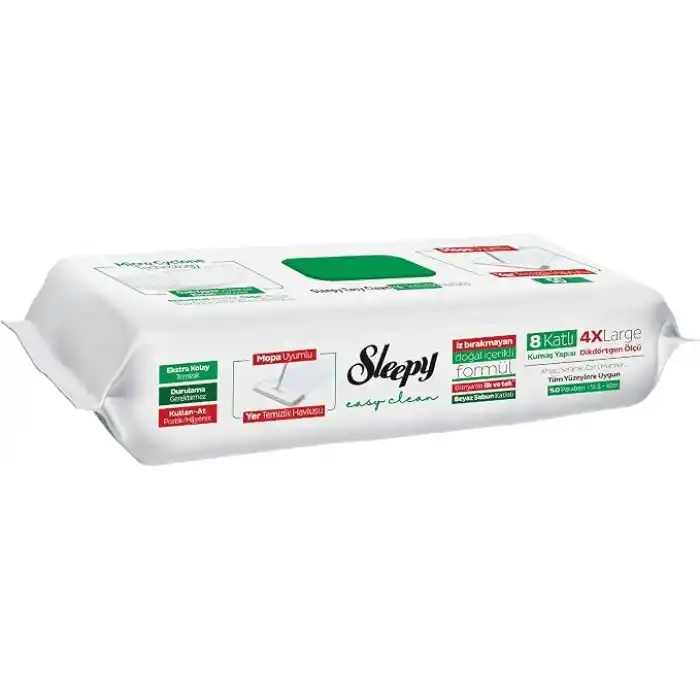 Sleepy Easy Clean Beyaz Sabun Katkılı Mopa Uyumlu Yer Temizlik Havlusu&Mendili 50 Yaprak