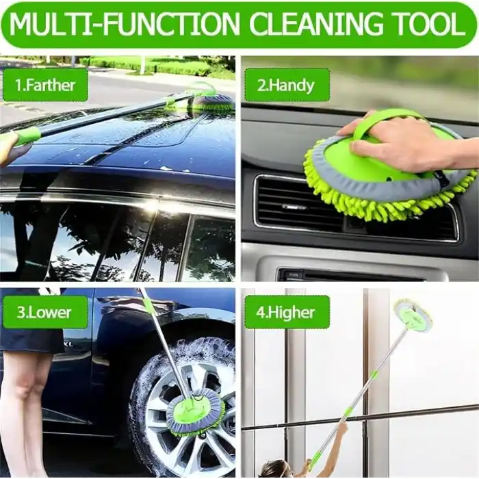 Mayaglory Alüminyum Gövdeli Teleskopik Araç Yıkama Mopu Uzayabilir Saplı Mikrofiber Mop, Yedek Bezli, Çıkarılabilir Başlık, Araba Fırçası,Oto Fırça, Çizmez Kırılmaz (Araba Yıkama Fırcası (OtoMop))